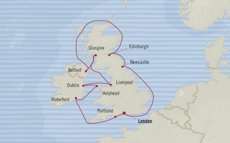 Cruises Oceania Nautica Map Detail Southampton, United Kingdom to Southampton, United Kingdom June 1-13 2017 - 12 Days
