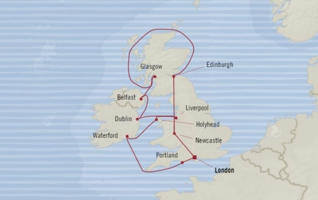 Cruises Oceania Nautica Map Detail Southampton, United Kingdom to Southampton, United Kingdom September 9-21 2017 - 12 Days