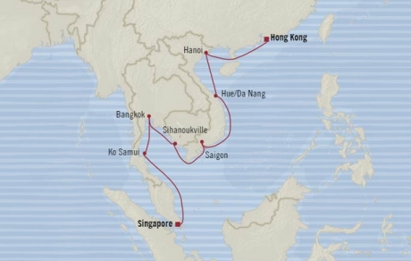 Cruises Oceania Nautica Map Detail Singapore, Singapore to Hong Kong, China January 20 February 4 2018 - 15 Days