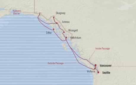 Cruises Oceania Regatta Map Detail Seattle, WA, United States to Vancouver, Canada August 21-31 2017 - 10 Days