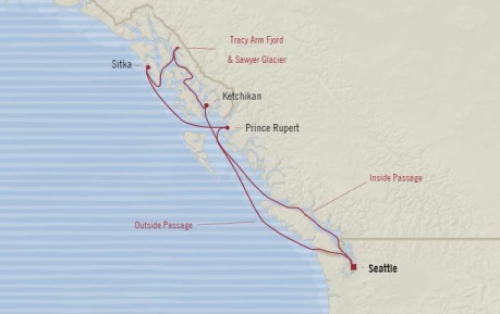 Cruises Oceania Regatta Map Detail Seattle, WA, United States to Seattle, WA, United States June 30 July 7 2017 - 7 Days