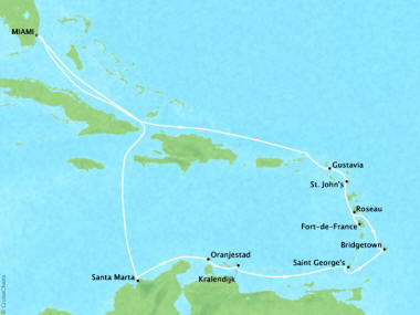 7 Seas Luxury Cruises Oceania Regatta Map Detail Miami, FL, United States to Miami, FL, United States April 22 May 6 2024 - 14 Days