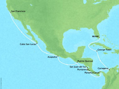 7 Seas Luxury Cruises Oceania Regetta Map Detail San Francisco, CA, United States May 6-22 2026 - 16 Days