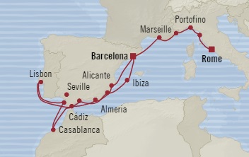 Cruise Single-Solo Balconies and Suites Oceania Riviera July 3-20 2025 Barcelona, Spain to Civitavecchia, Italy