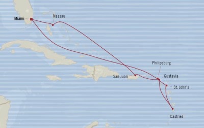 Cruises Oceania Riviera Map Detail Miami, FL, United States to Miami, FL, United States February 6-16 2018 - 10 Days