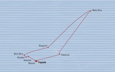 Cruises Oceania Sirena Map Detail Papeete, French Polynesia to Papeete, French Polynesia November 30 December 12 2017 - 12 Days