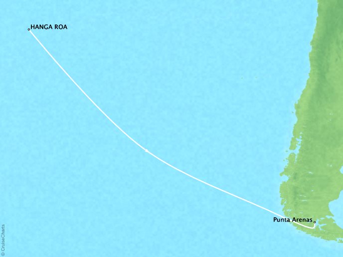 Cruises Ponant Yatch Cruises Expeditions Le Boreal Map Detail Hanga Roa, Chile to Punta Arenas, Chile November 9-17 2017 - 8 Days