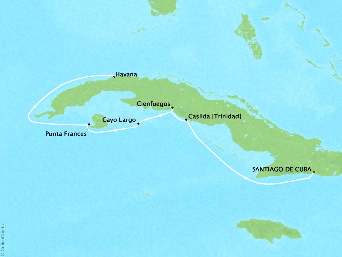 Cruises Ponant Yatch Cruises Expeditions Le Ponant Map Detail Santiago De Cuba, Cuba to Havana, Cuba March 25 April 2 2021 - 8 Days