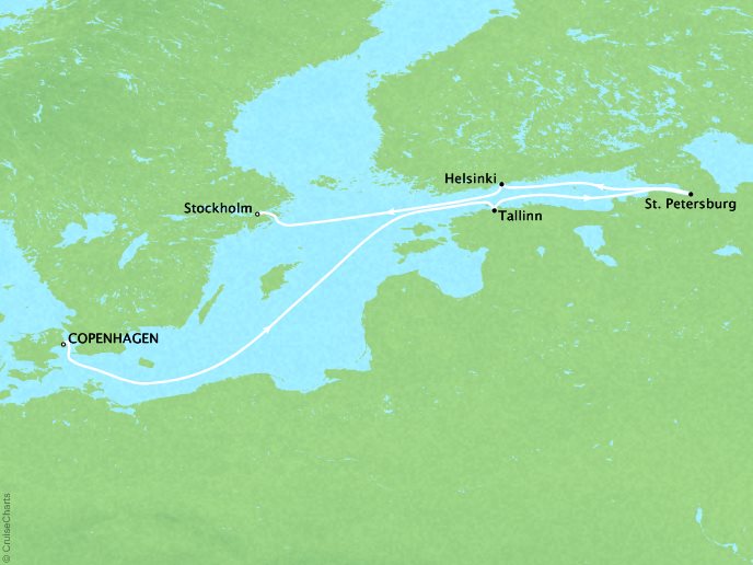 7 Seas Luxury Cruises Cruises Ponant Yatch  Expeditions Le Soleal Map Detail June 1-8 2022 - 8 Days