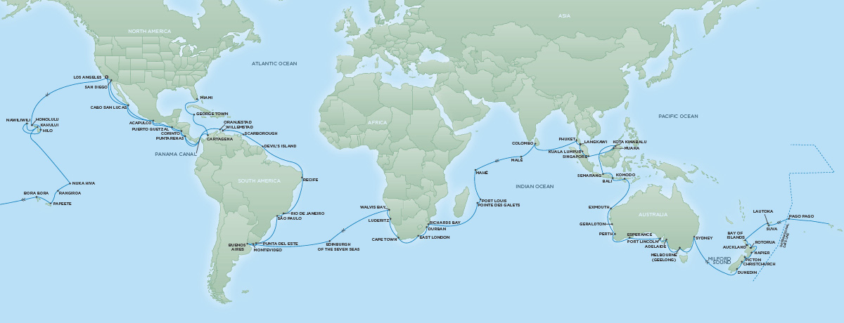 Cruises RSSC Regent Seven Navigator Map Detail Miami, Florida to New York City, New York December 19 2018 May 15 2019 - 147 Days