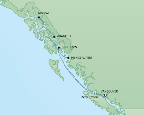 Just Regent Seven Seas Cruises Cruises RSSC Regent Seven Mariner Map Detail Vancouver, Canada to Vancouver, Canada August 23-30 2024 - 7 Days