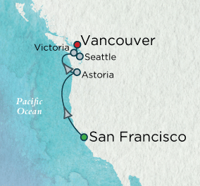ALL SUITES CRUISE SHIPS - West Coast Wayfarer Map Crystal Cruises Serenity 2022 World Cruise