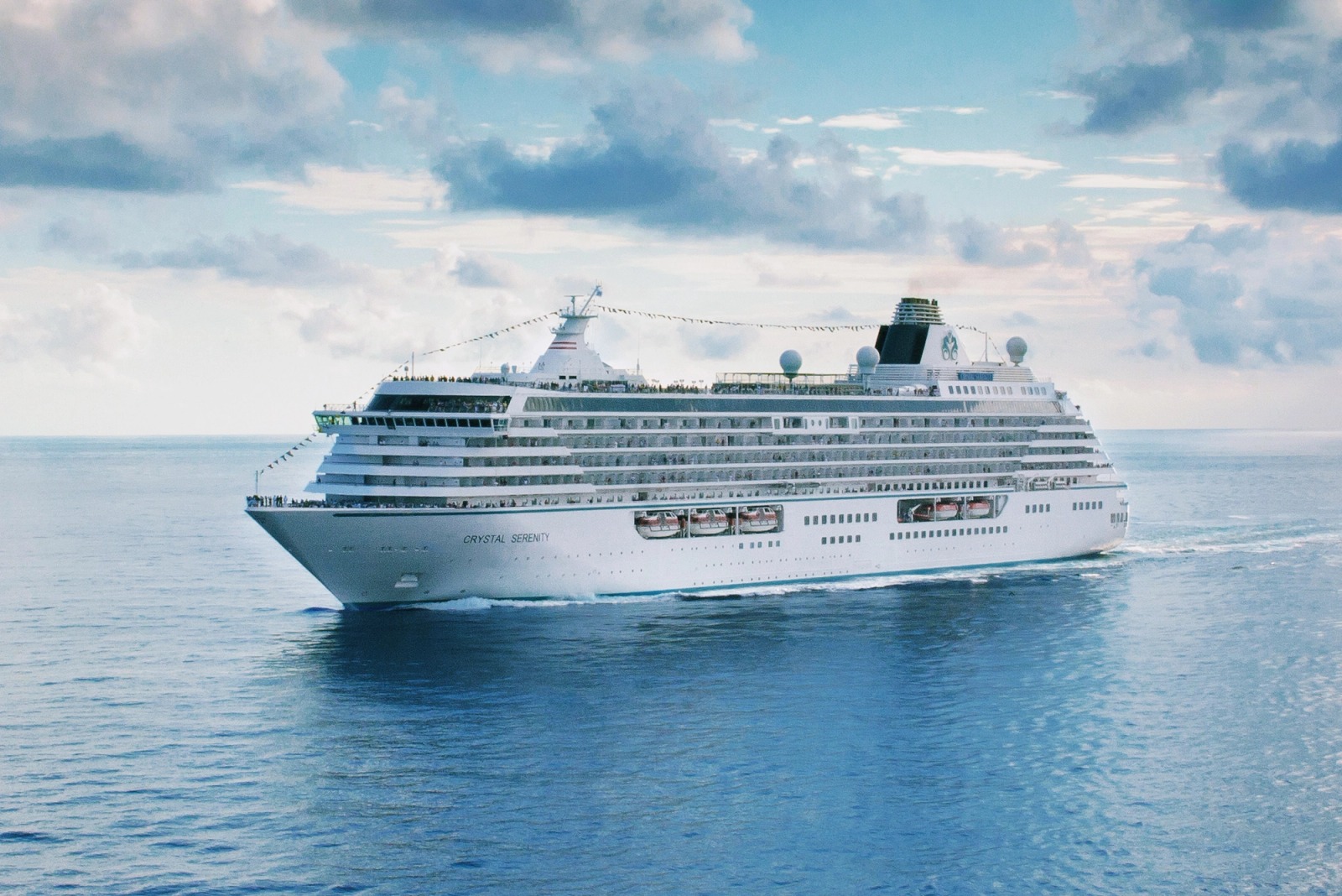 Crystal Serenity cruise ship sailing at sea
