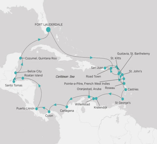 Crystal Serenity Itinerary 2028 Fort Lauderdale to Fort Lauderdale February 12 March 10 2028 - 27 Days
