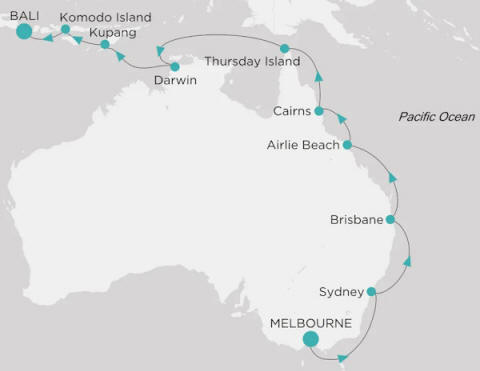 Crystal Cruises Serenity Map Itinerary 2026
