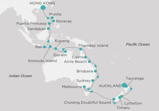 Crystal Cruises Serenity Map Itinerary 2026