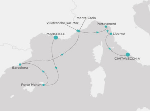 Crystal Cruises Serenity Map Itinerary 2026