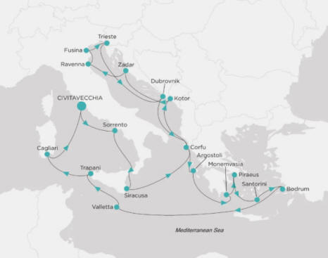 Crystal Cruises Serenity Map Itinerary 2026
