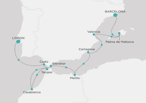Crystal Cruises Serenity Map Itinerary 2026