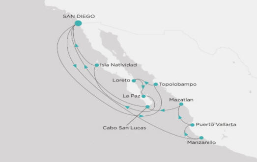 Crystal Cruises Serenity Map Itinerary 2026