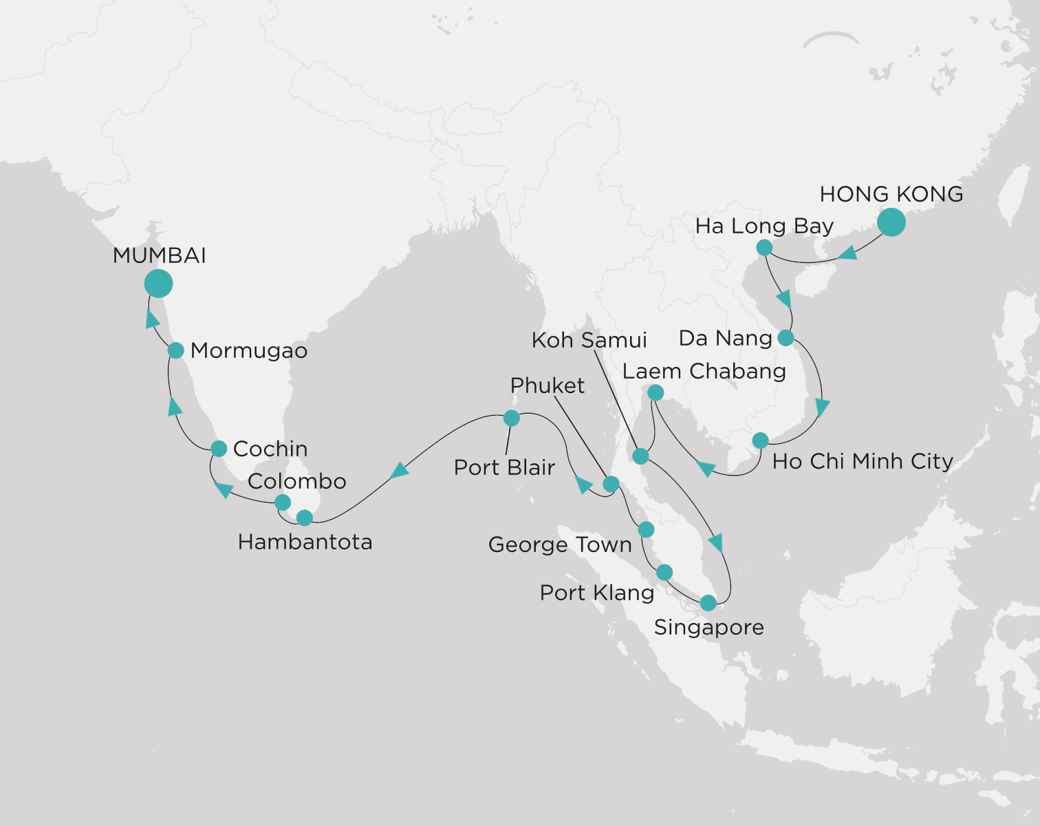 Crystal Serenity CSE-C29-260328 official itinerary map