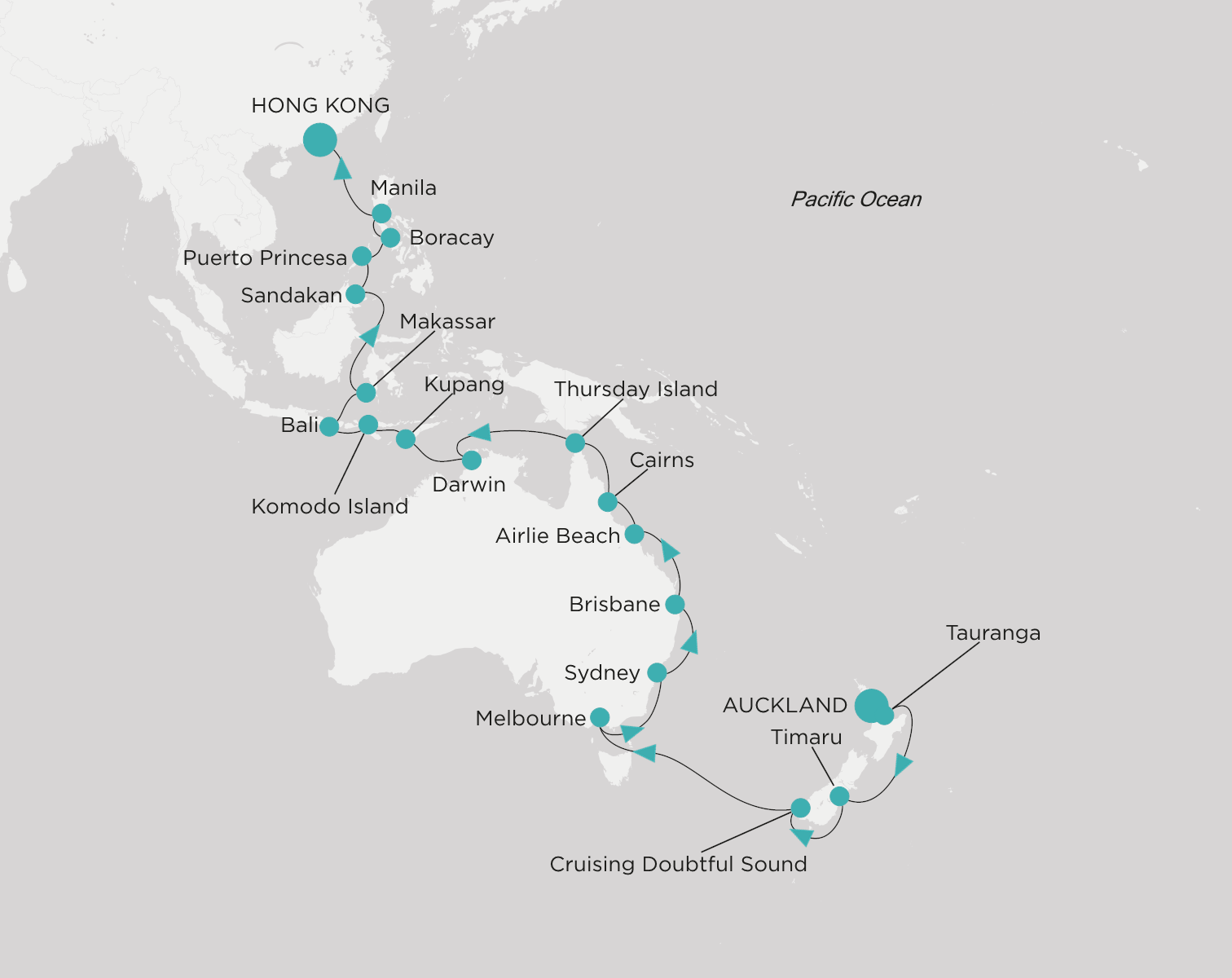 Crystal Serenity CSE-C37-260219 official itinerary map
