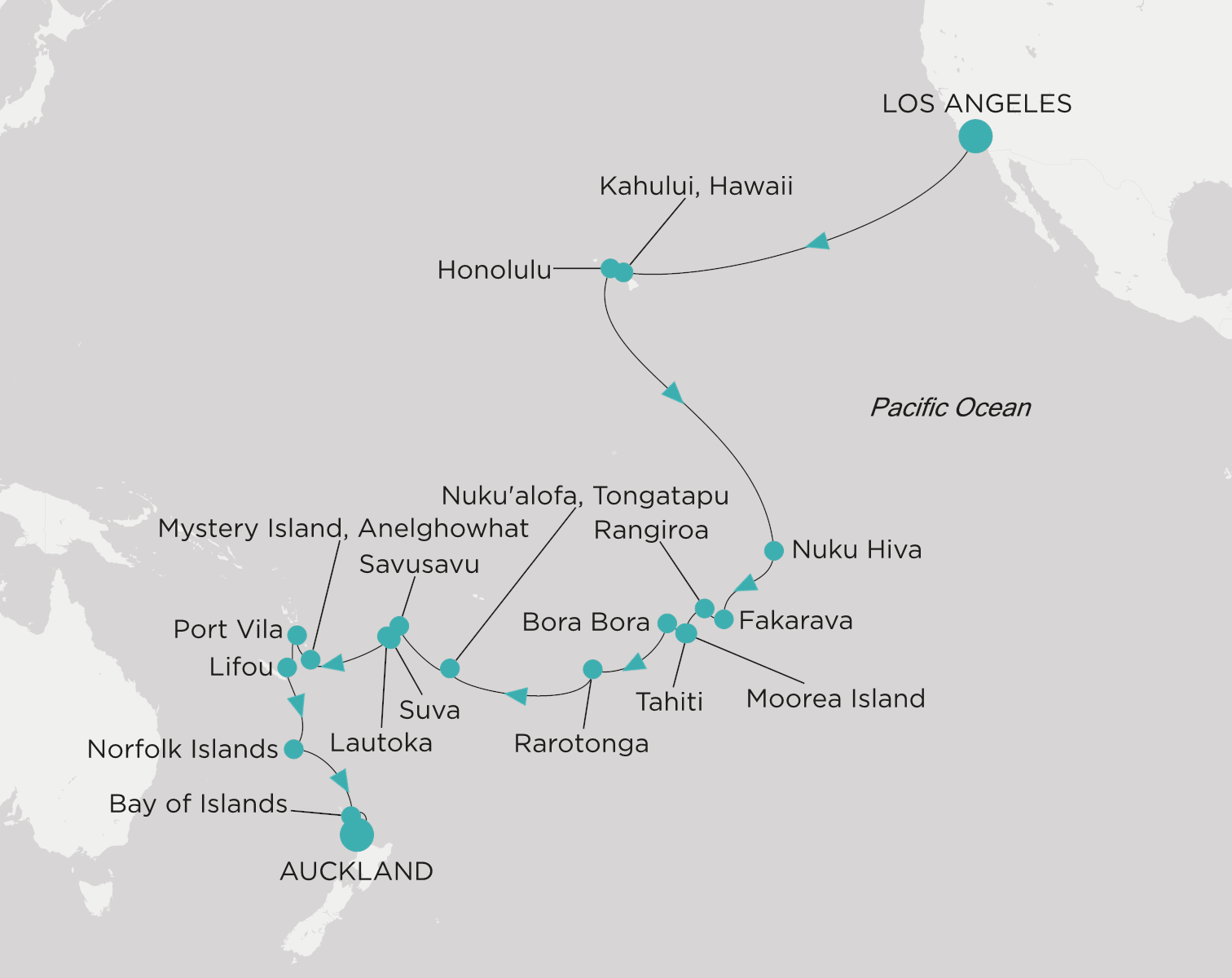 Crystal Serenity CSE-C38-260111 official itinerary map