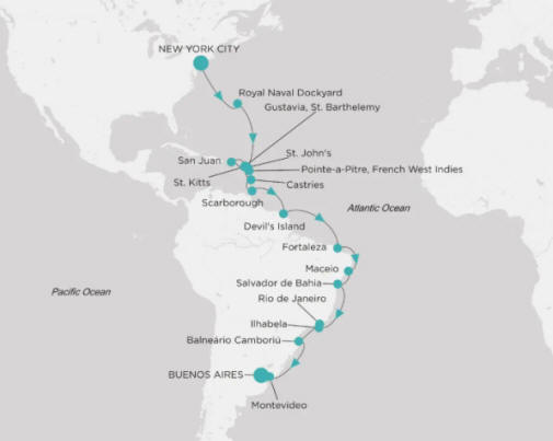 Crystal Cruises Serenity Map Itinerary 2027