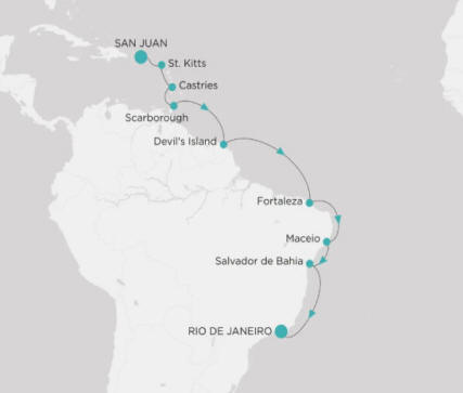 Crystal Cruises Serenity Map Itinerary 2027