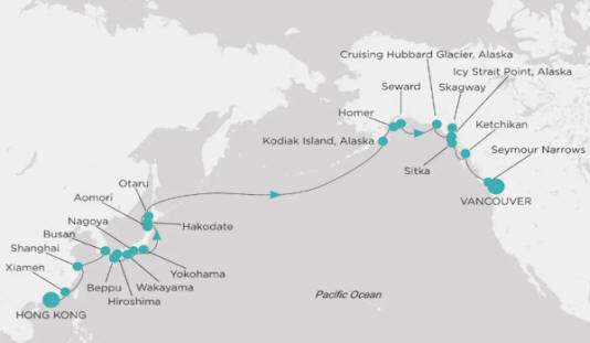Crystal Cruises Serenity Map Itinerary 2027