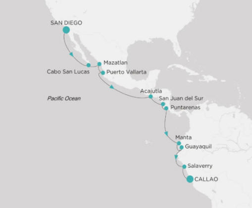 Crystal Cruises Serenity Map Itinerary 2027