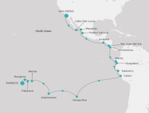 Crystal Cruises Serenity Map Itinerary 2027