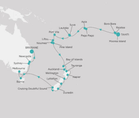 Crystal Cruises Serenity Map Itinerary 2027