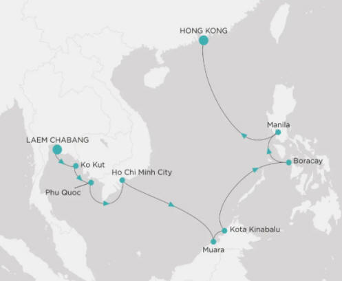Crystal Cruises Serenity Map Itinerary 2027