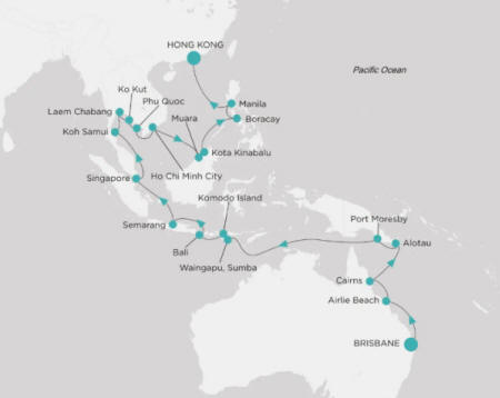 Crystal Cruises Serenity Map Itinerary 2027