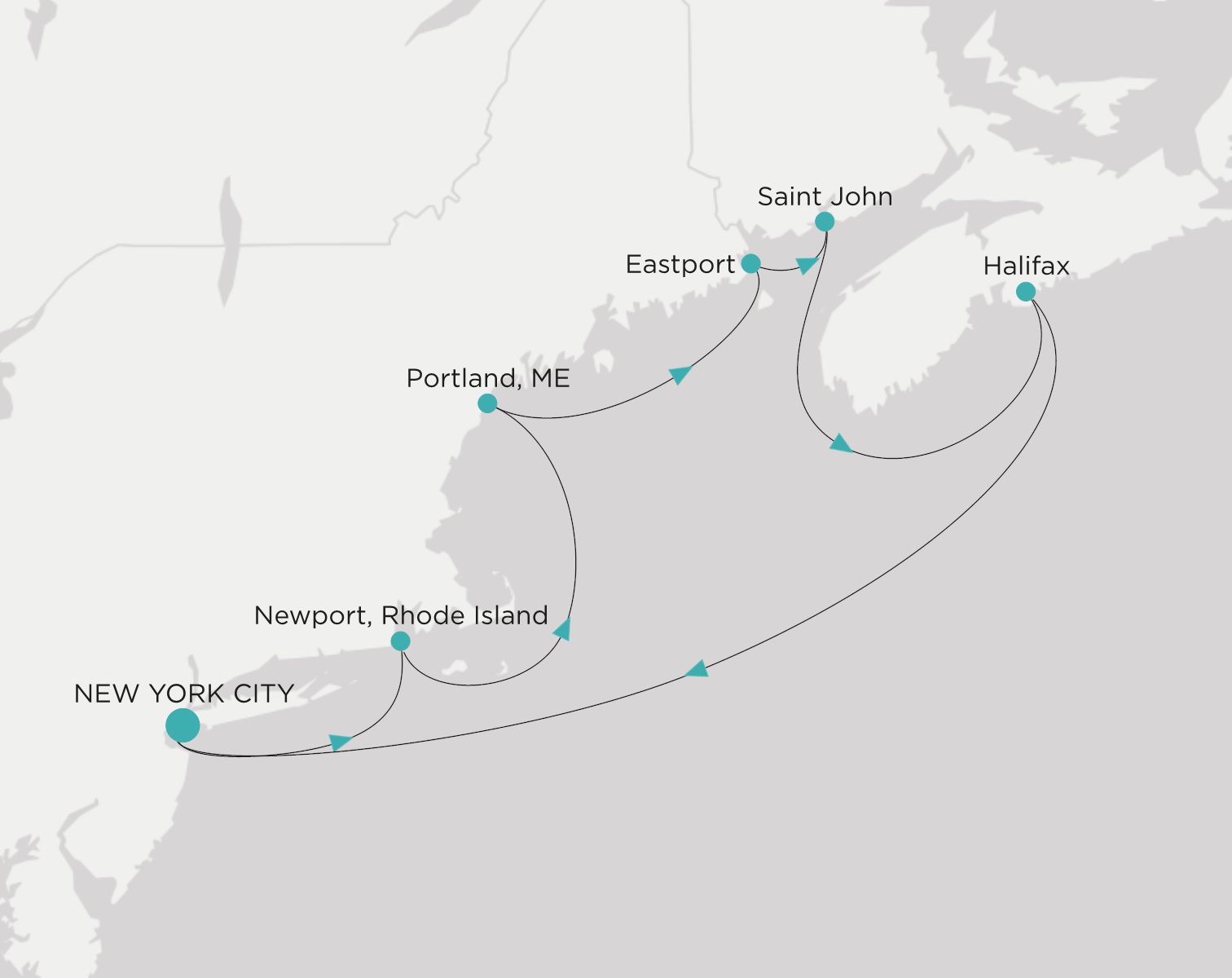 Crystal Serenity voyage CSE-007-270903 itinerary map from New York City to New York City