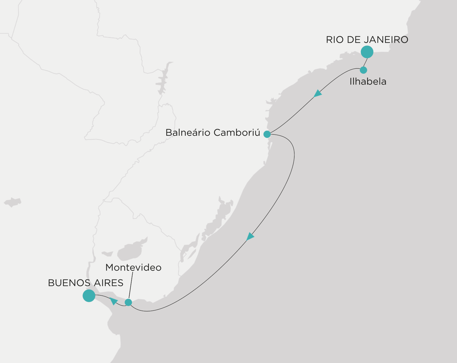 Crystal Serenity voyage CSE-007-271104 itinerary map from Rio de Janeiro to Buenos Aires