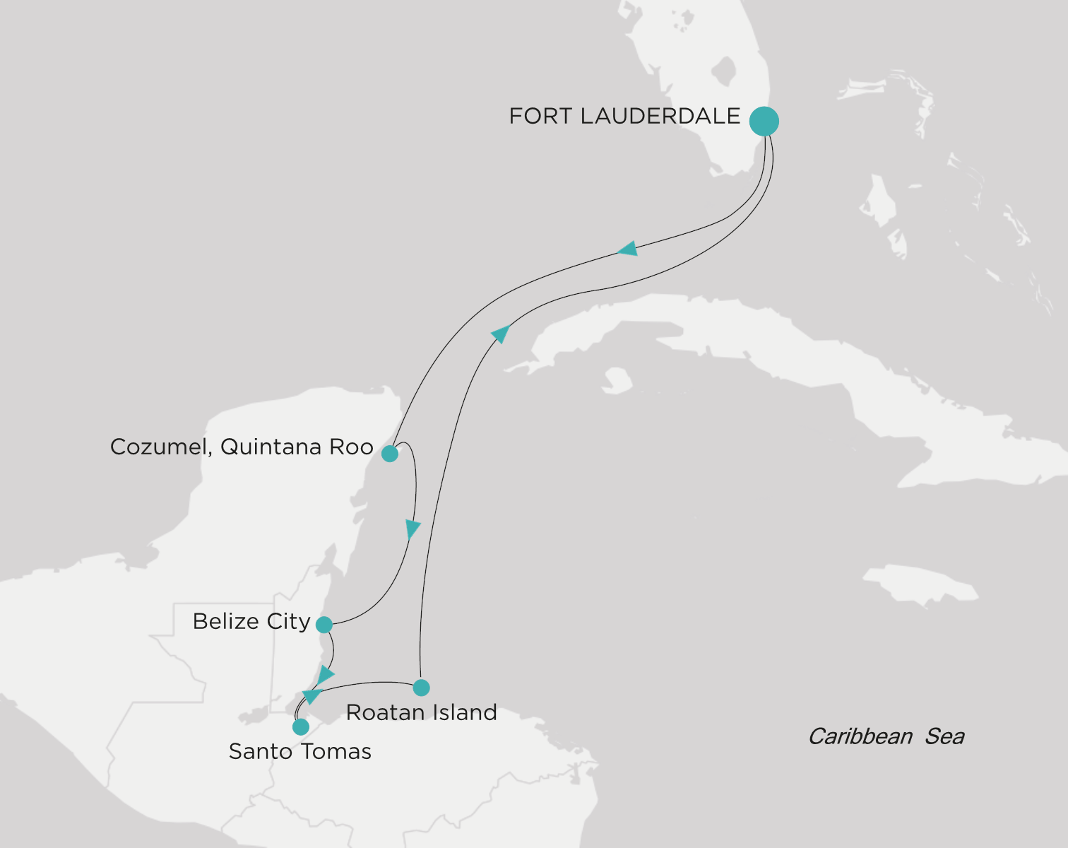 Crystal Serenity voyage CSE-007-280320 itinerary map from Fort Lauderdale to Fort Lauderdale