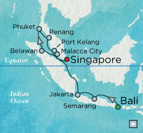 Cruise Single-Solo Balconies and Suites Crystal CRUISE symphony Ship Accent on Indonesia Map