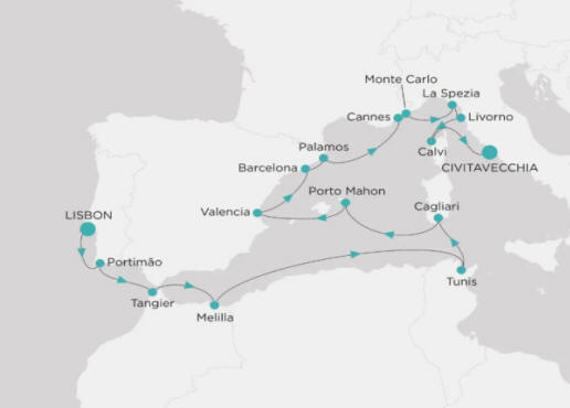 Crystal Cruises Symphony Itinerary 2027 Map