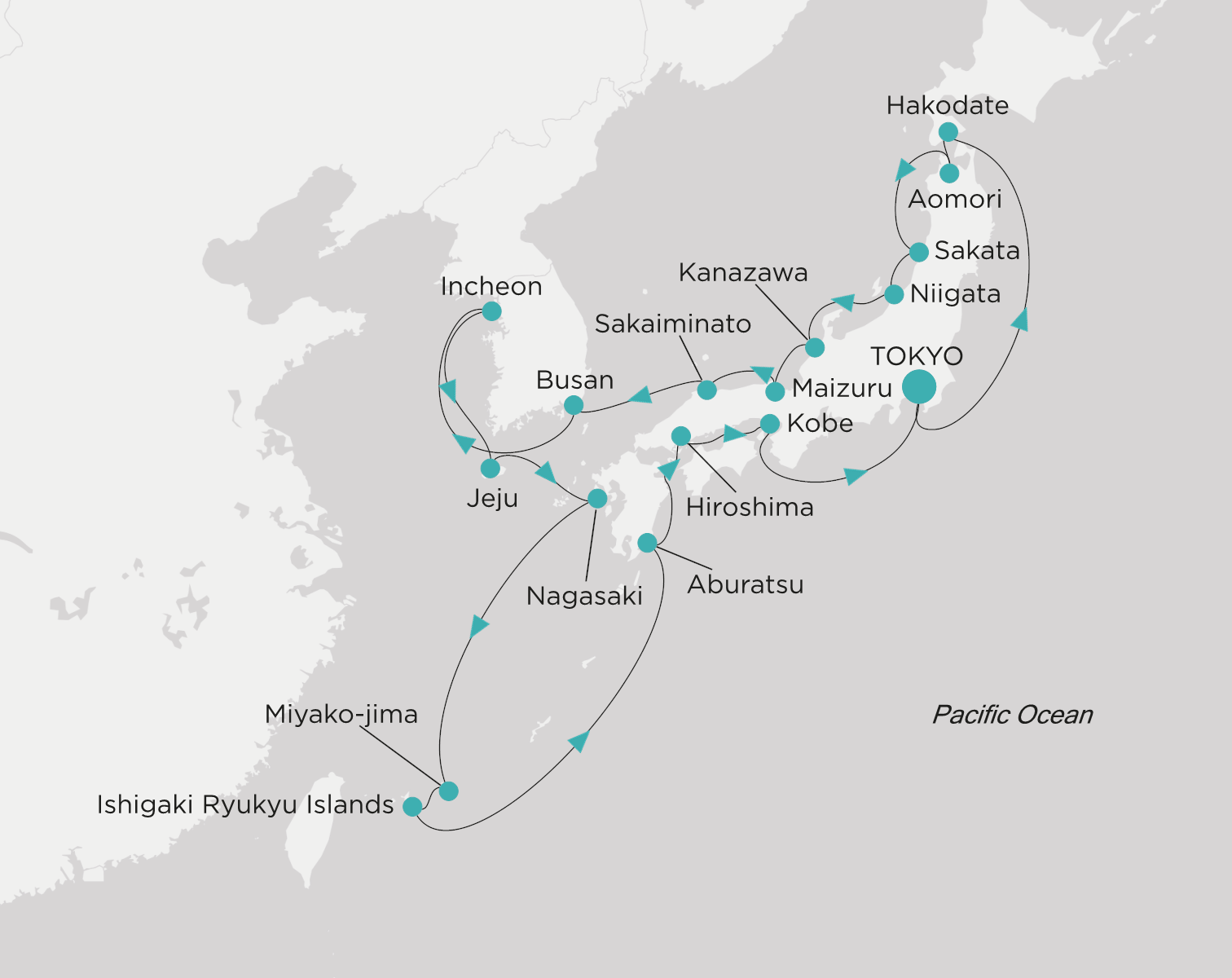 Crystal Symphony CSY-C23-260520 official itinerary map for Yokohama (Tokyo) to Tokyo