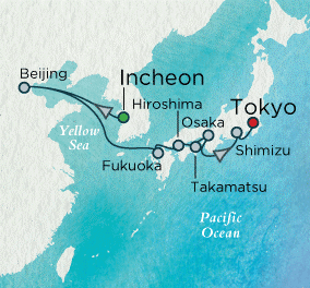 7 Seas Luxury Cruises - Accent on China and Japan Map