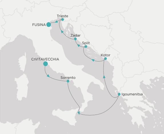 Crystal Cruises, Crystal Grace 2028 Itinerary map