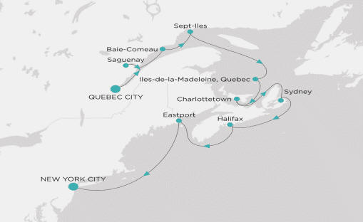 Crystal Cruises, Crystal Grace 2028 Itinerary map