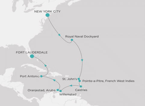 Crystal Cruises, Crystal Grace 2028 Itinerary map