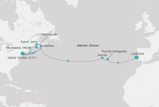 Crystal Cruises, Crystal Grace 2028 Itinerary map