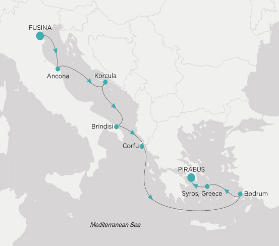 Crystal Cruises, Crystal Grace 2028 Itinerary map