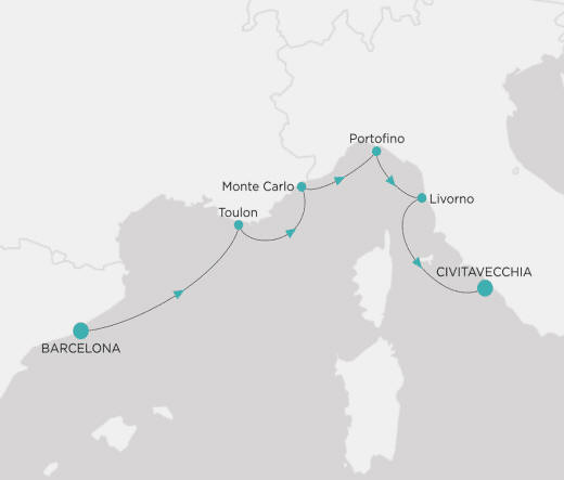 Crystal Cruises, Crystal Grace 2028 Itinerary map