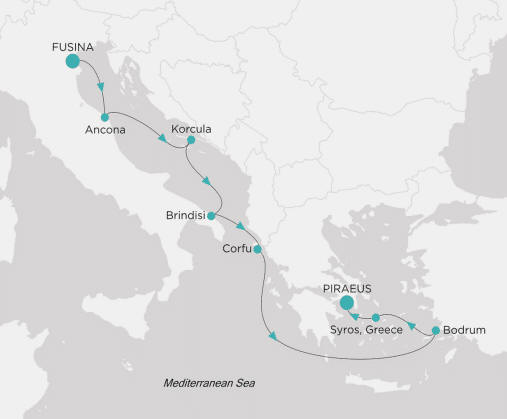 Crystal Cruises, Crystal Grace 2028 Itinerary map