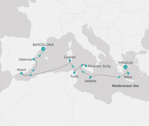 Crystal Cruises, Crystal Grace 2028 Itinerary map